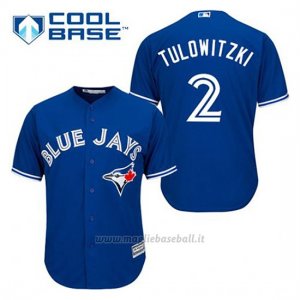 Maglia Baseball Uomo Toronto Blue Jays Troy Tulowitzki 2 Blu Alterner Cool Base