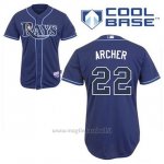 Maglia Baseball Uomo Tampa Bay Rays Chris Archer 22 Blu Blu Alterner Cool Base