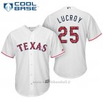 Maglia Baseball Uomo Texas Rangers 2017 Estrellas y Rayas Jonathan Lucroy Bianco Cool Base