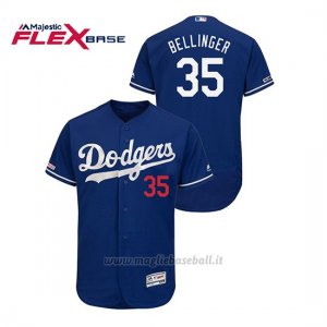 Maglia Baseball Uomo Los Angeles Dodgers Cody Bellinger 150th Aniversario Patch Flex Base Blu