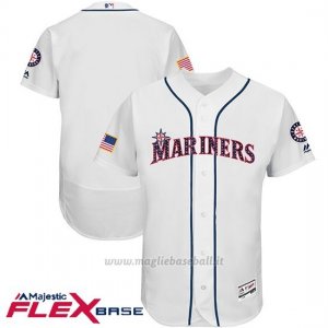 Maglia Baseball Uomo Seattle Mariners 2017 Estrellas y Rayas Bianco Flex Base