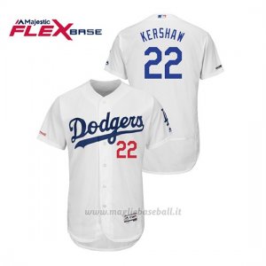 Maglia Baseball Uomo Los Angeles Dodgers Clayton Kershaw 150th Aniversario Patch Flex Base Bianco