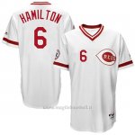 Maglia Baseball Uomo Cincinnati Reds 6 Billy Hamilton Bianco Turn Back The Clock