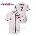 Maglia Baseball Uomo Washington Nationals Trea Turner 150th Aniversario Patch Flex Base Bianco