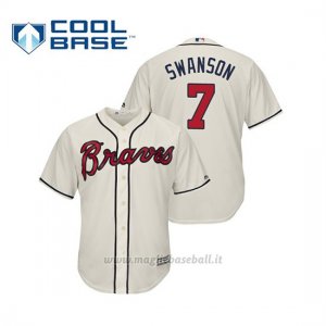 Maglia Baseball Uomo Atlanta Braves Dansby Swanson Cool Base Majestic Alternato 2019 Crema