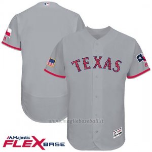 Maglia Baseball Uomo Texas Rangers 2017 Estrellas y Rayas Grigio Flex Base