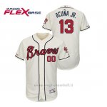Maglia Baseball Uomo Atlanta Braves Ronald Acuna Jr. 150th Aniversario Patch Autentico Flex Base Crema