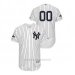 Maglia Baseball Uomo New Y Ork Yankees Personalizzate 2019 Postseason Flex Base Bianco