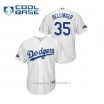 Maglia Baseball Uomo Los Angeles Dodgers 35 Cody Bellinger 2019 Postseason Cool Base Bianco