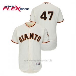 Maglia Baseball Uomo San Francisco Giants Johnny Cueto 150th Aniversario Patch Autentico Flex Base Avorio