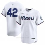 Maglia Baseball Uomo Miami Marlins 2024 Jackie Robinson Day Home Limited Bianco