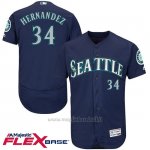 Maglia Baseball Uomo Seattle Mariners Felix Hernandez 34 Blu Flex Base Autentico Collezione Giocatore