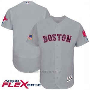 Maglia Baseball Uomo Boston Red Sox 2017 Estrellas y Rayas Grigio Flex Base