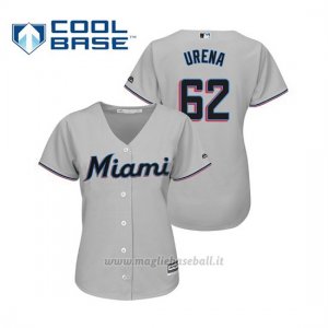 Maglia Baseball Donna Miami Marlins Jose Urena Cool Base Majestic Road 2019 Grigio
