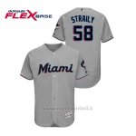 Maglia Baseball Uomo Miami Marlins Dan Straily 150th Aniversario Patch 2019 Flex Base Grigio