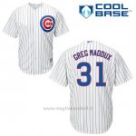 Maglia Baseball Uomo Chicago Cubs 31 Greg Maddux Bianco 1ªCool Base