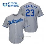 Maglia Baseball Uomo Los Angeles Dodgers Adrian Gonzalez 23 Grigio Cool Base