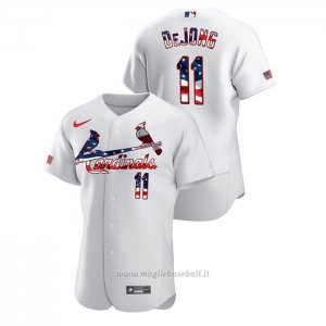 Maglia Baseball Uomo St. Louis Cardinals Paul Dejong 2020 Stars & Stripes 4th of July Bianco