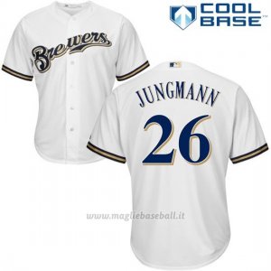 Maglia Baseball Uomo Milwaukee Brewers Taylor Jungmann Bianco Autentico Collezione Cool Base Custom
