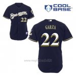 Maglia Baseball Uomo Milwaukee Brewers Matt Garza 22 Blu Blu Alterner Cool Base