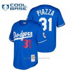 Maglia Baseball Uomo Los Angeles Dodgers Mike Piazza Cooperstown Collezione Mesh Button-Up Azul