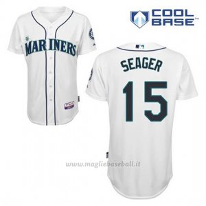 Maglia Baseball Uomo Seattle Mariners Kyle Seager 15 Bianco 1ªCool Base