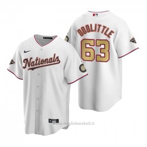 Maglia Baseball Uomo Washington Nationals Sean Doolittle Gold-Trimmed Championship Replica Bianco