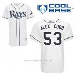 Maglia Baseball Uomo Tampa Bay Rays Alex Cobb 53 Bianco 1ªCool Base