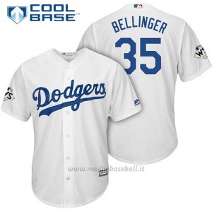 Maglia Baseball Uomo Los Angeles Dodgers 2017 World Series Cody Bellinger Bianco Cool Base