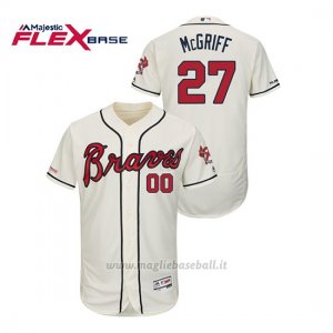 Maglia Baseball Uomo Atlanta Braves Fred Mcgriff 150th Aniversario Patch Autentico Flex Base Crema