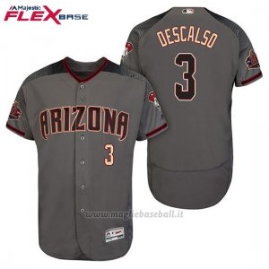 Maglia Baseball Uomo Arizona Diamondbacks 3 Daniel Descalso Grigio Nero 20 Anniversario Flex Base