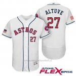 Maglia Baseball Uomo Houston Astros 2017 Estrellas y Rayas Jose Altuve Bianco Flex Base