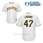 Maglia Baseball Uomo Pittsburgh Pirates Francisco Liriano 47 Bianco 1ªCool Base