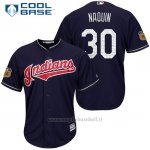 Maglia Baseball Uomo Cleveland Indians Tyler Naquin 30 Blu 2017 Allenamento Primaverile Cool Base Giocatore