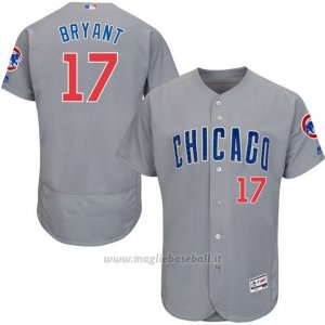 Maglia Baseball Uomo Chicago Cubs 17 Kris Bryant Grigio Flex Base Autentico Collezione