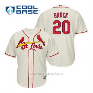 Maglia Baseball Uomo St. Louis Cardinals Lou Brock 20 Crema Alterner Cool Base