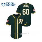 Maglia Baseball Uomo Oakland Athletics Andrew Triggs 2019 Entrenamiento De Primavera Cool Base Verde
