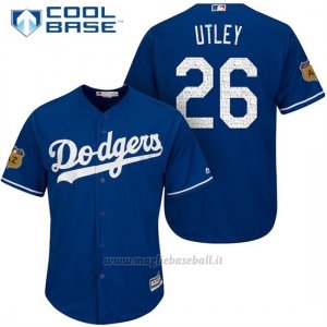Maglia Baseball Uomo Los Angeles Dodgers Chase Utley 2017 Allenamento Primaverile Cool Base Giocatore