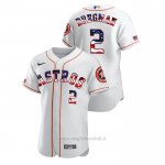 Maglia Baseball Uomo Houston Astros Alex Bregman 2020 Stars & Stripes 4th of July Bianco