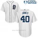 Maglia Baseball Uomo Detroit Tigers 40 Jacoby Jones Bianco Cool Base