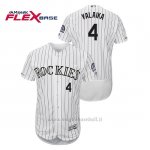 Maglia Baseball Uomo Colorado Rockies Pat Valaika 150th Aniversario Patch Flex Base Bianco