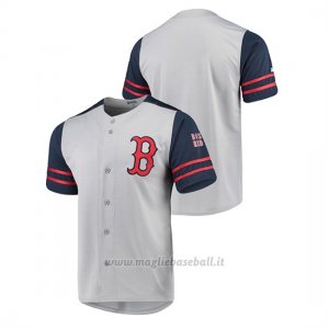 Maglia Baseball Uomo Boston Red Sox Button-down Stitches Autentico Grigio