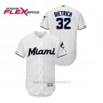 Maglia Baseball Uomo Miami Marlins Derek Dietrich 150th Aniversario Patch 2019 Flex Base Bianco