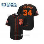 Maglia Baseball Uomo San Francisco Giants Chris Stratton Cool Base Entrenamiento De Primavera 2019 Nero