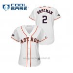 Maglia Baseball Donna Houston Astros 2 Alex Bregman 2019 Postseason Cool Base Bianco