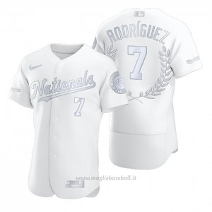 Maglia Baseball Uomo Washington Nationals Ivan Rodriguez Award Collection Hall Of Fame Bianco