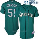 Maglia Baseball Uomo Seattle Mariners Randy Johnson Majestic Collezione Verde Cool Base Giocatore