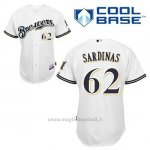 Maglia Baseball Uomo Milwaukee Brewers Luis Sardinas 62 Bianco 1ªCool Base