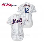 Maglia Baseball Uomo New York Mets Juan Lagares 150th Aniversario Patch Autentico Flex Base Bianco