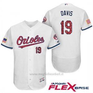 Maglia Baseball Uomo Baltimore Orioles 2017 Estrellas Y Rayas 19 Chris Davis Bianco Flex Base